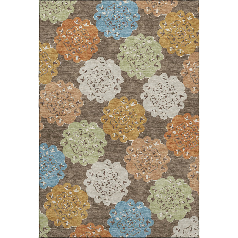Premium Machine Washable Mayfield AMF2353 Casual Rug, Chocolate, 5' x 7'6"
