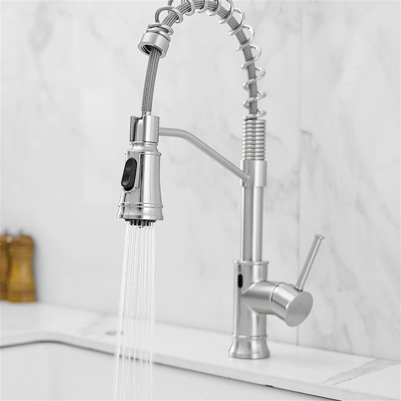 Pull Down Single Handle Kitchen Faucet, Brushed Nickel
