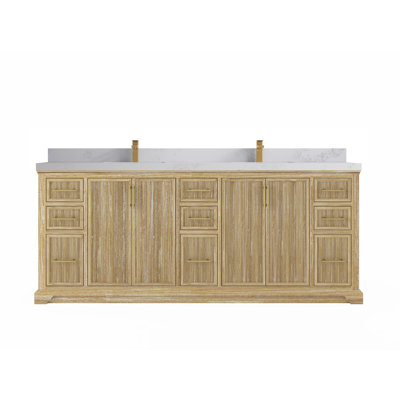 Boonton 84'' Double Bathroom Vanity with Marble Top