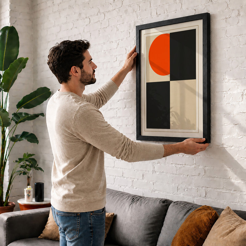Study in Four Geometric - Framed Print, A3 - 42.0 x 29.7 cm, Black