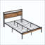 Base de lit plateforme en métal avec tête de lit et pied de lit en bois avec port USB, station de charge, 2 tiroirs, aucun sommier requis, assemblage facile