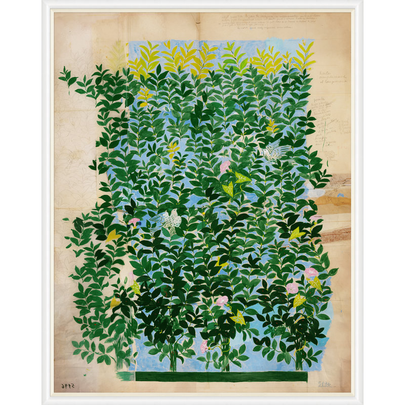 Feuilles vertes par Paule Marrot - impression, H 54 po x l 43 po x P 1,25 po, Cadre blanc