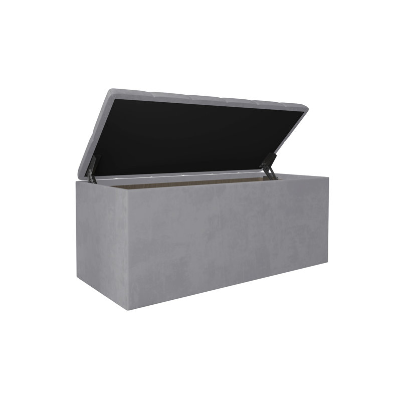 Banc de rangement rembourré Hamman, Gris argenté, H 18,5 po x l 42 po x P 18,5 po