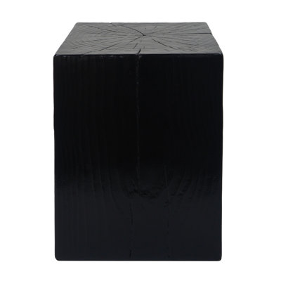 Table de bout, noire, 13,92 po x 18 po, de conception semblable au bois, compatible avec l'intérieur et l'extérieur, noir moderne H 18 po, aspect vieilli, configuration mixte
