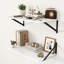 Ensemble d'étagères murales flottantes blanches profondes - Ensemble de 2 tablettes murales en bois avec supports noirs pour le salon, la cuisine, la chambre à coucher, le bureau et la salle de bain
