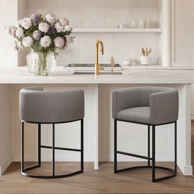 Upholstered Counter Stool with Metal Frame