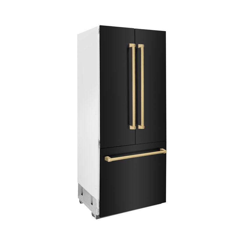 ZLINE 36" 19.6 cu. ft. Built-In 3-Door French Door Refrigerator with Internal Water and Ice Dispenser, Champagne Bronze