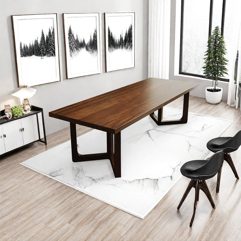 Roushey Walnut Solid Wood Dining Table, 29.53”H x 62.99”L x 27.56”W