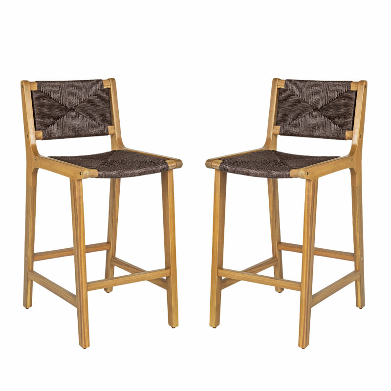 Acacia Wood Outdoor Armless Barstool- Teak