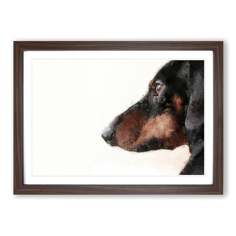 Dachshund Dog - Picture Frame Painting Print on MDF, 36cm H x 48cm W x 2cm D, Walnut Framed