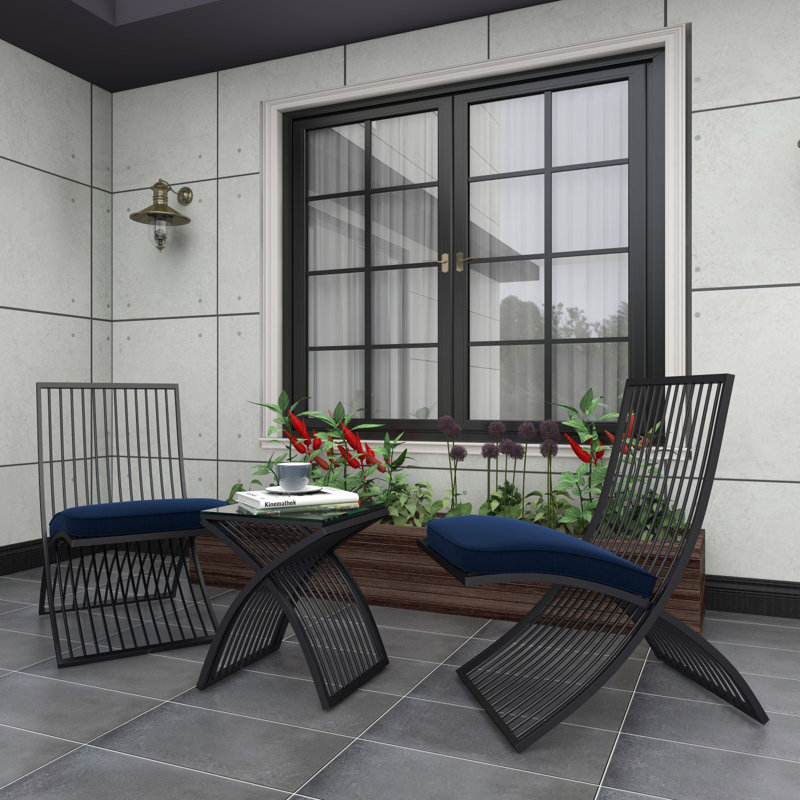 Alissah 2 - Person Patio Conversation Set with Cushions