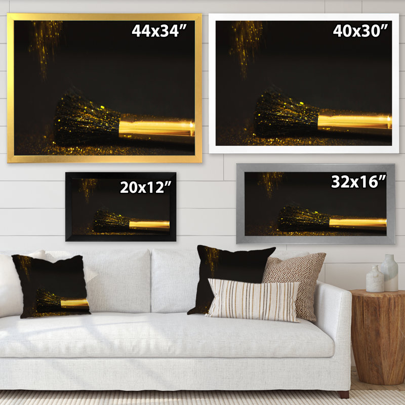 Décoration murale toile dorée scintillante dorée, Cadre photo noir, H 8 po x l 12 po x P 1 po