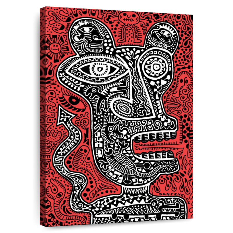 Kelan Tiki Head I Red, 51" H x 34" W