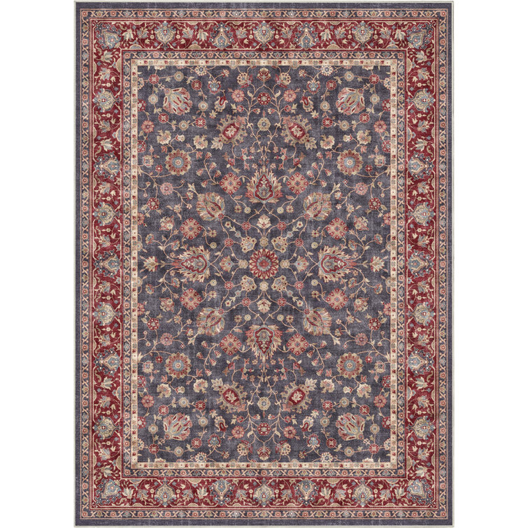 Dyrk Rome Vintage Oriental Persian Navy Blue Red Rug