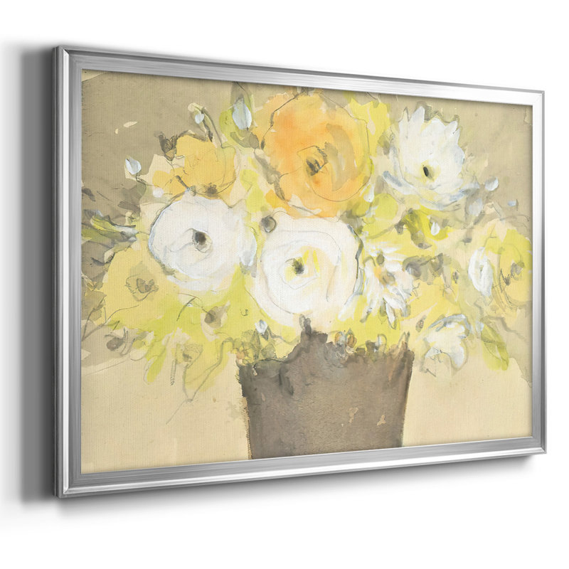 «Table Bouquet I», peinture sur toile encadrée, Toile encadrée argentée avec coins fermés, H 30 po x l 44 po x P 1,5 po