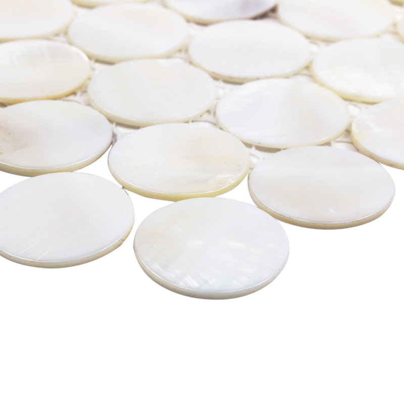 Carreau de mosaïque rond en coquillages de 0,39 po x 0,79 po Pacif, Perle