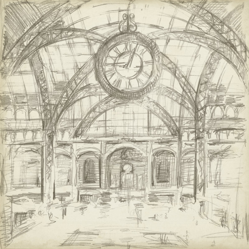 " Interior Architectural Study I " by Ethan Harper, 20" H x 20" W x 1.25" D