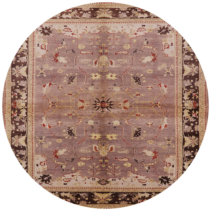 Tapis brun à motif oriental, Rond 4 pi