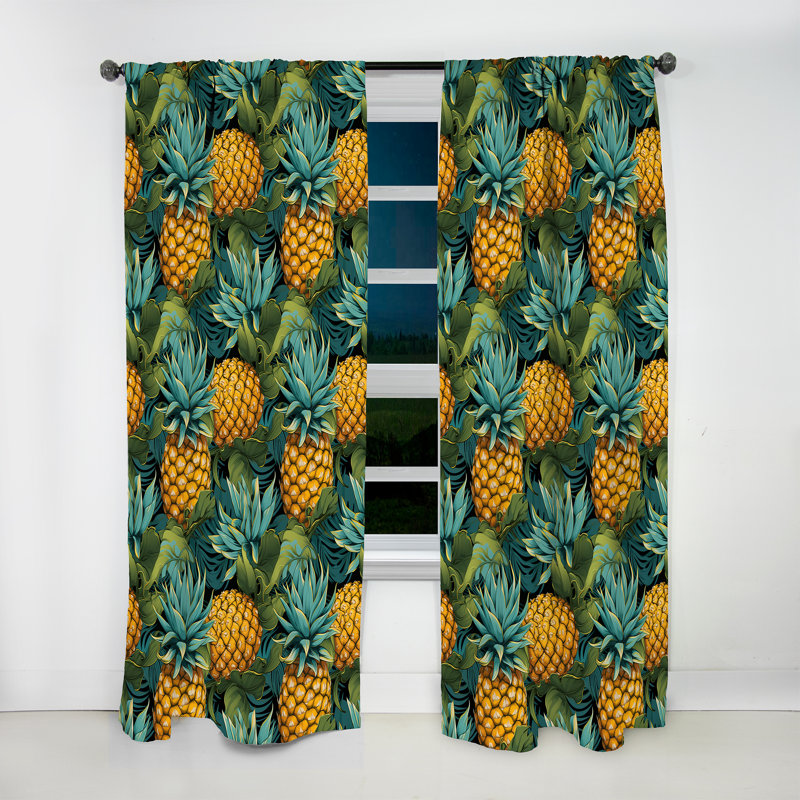 Pineapple Serenity - motif tropical III - rideau en velours tropical - obscurcissant - 1 panneau, L 52 po x L 90 po