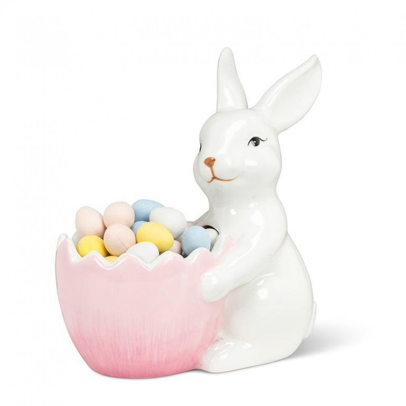 Lapin avec bol à œufs ou pot à fleurs