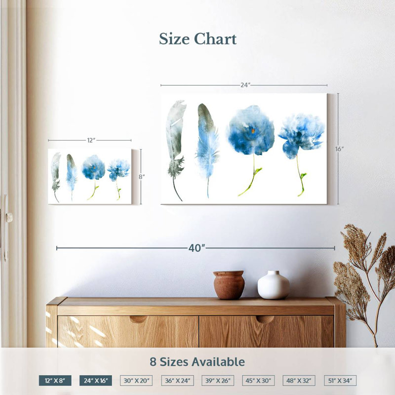 Fleurs bleues Harnek Airy, H 16 po x l 24 po