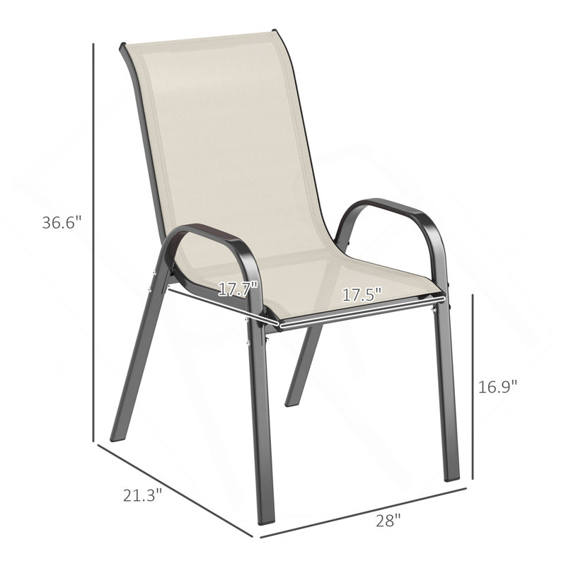 Outdoor Chairs Set Of 4,Stackable Chairs, Beige