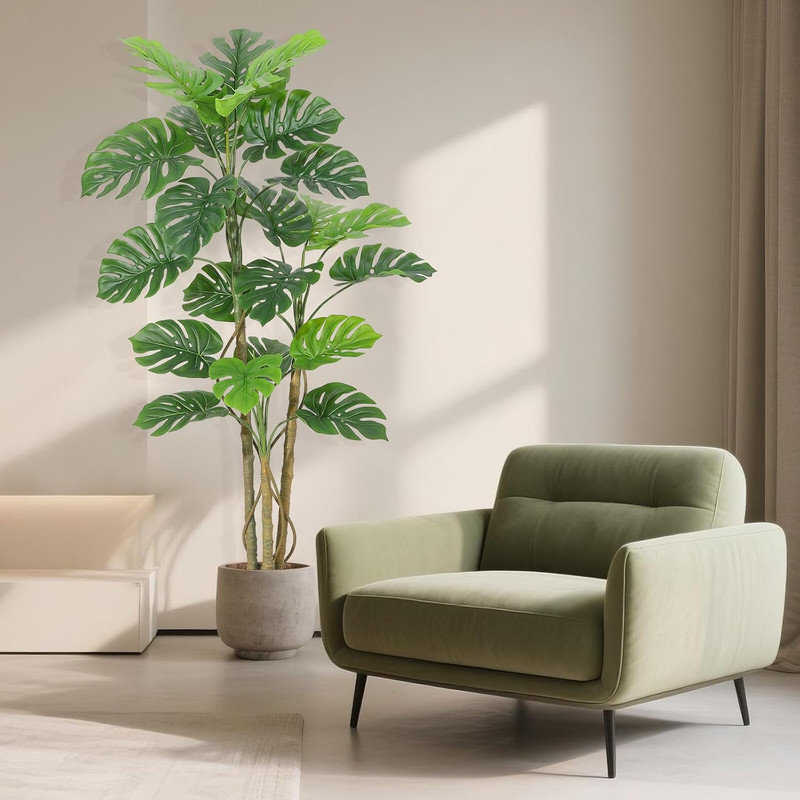 Plante artificielle 5 / 6FT Monstera avec pot en céramique, faux arbre tropical réaliste pour la décoration intérieure et extérieure