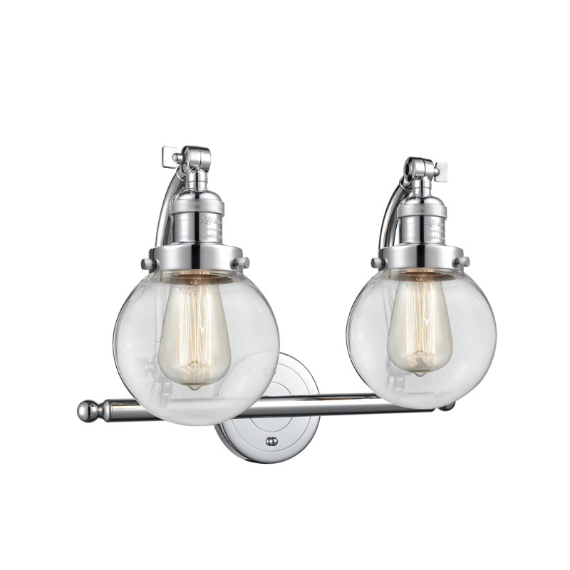 Éclairage de salle de bain à intensité variable 2 lumières Zarmayr, Ampoule DEL 6 watts Vinage, Transparent, Chrome poli