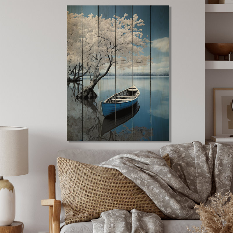 «White Lake Silent Waters I» sur bois, H 20 po x l 10 po x P 0,78 po