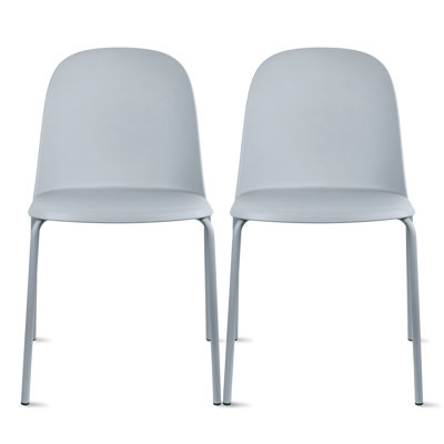 Walthall Stackable Dining Chairs - Set of 2 Modern Plastic Chairs with Sturdy Iron Legs - Space-Saving Side Chairs for Kitchen & Dining Room