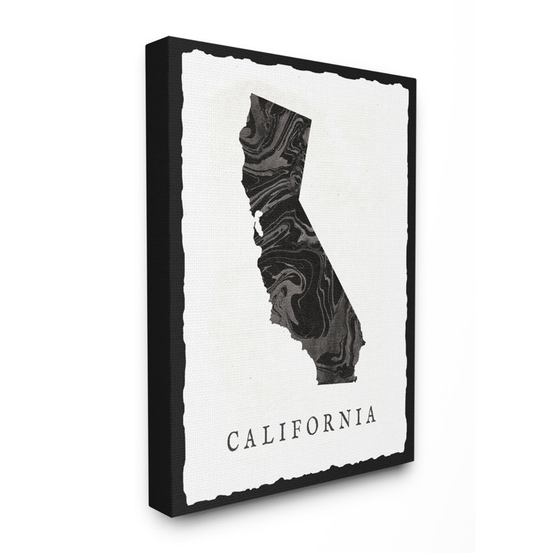 « marbleed paper california state silhouette », impression, Toile tendue, H 20 po x l 16 po x P 1,5 po