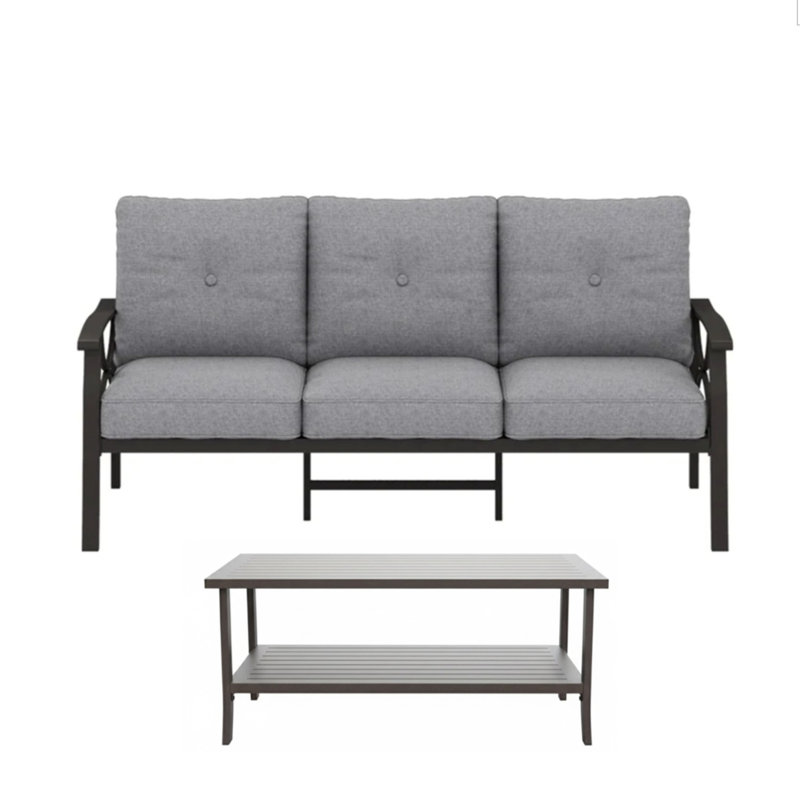 2 Piece Outdoor Patio Set, Brown, Gris
