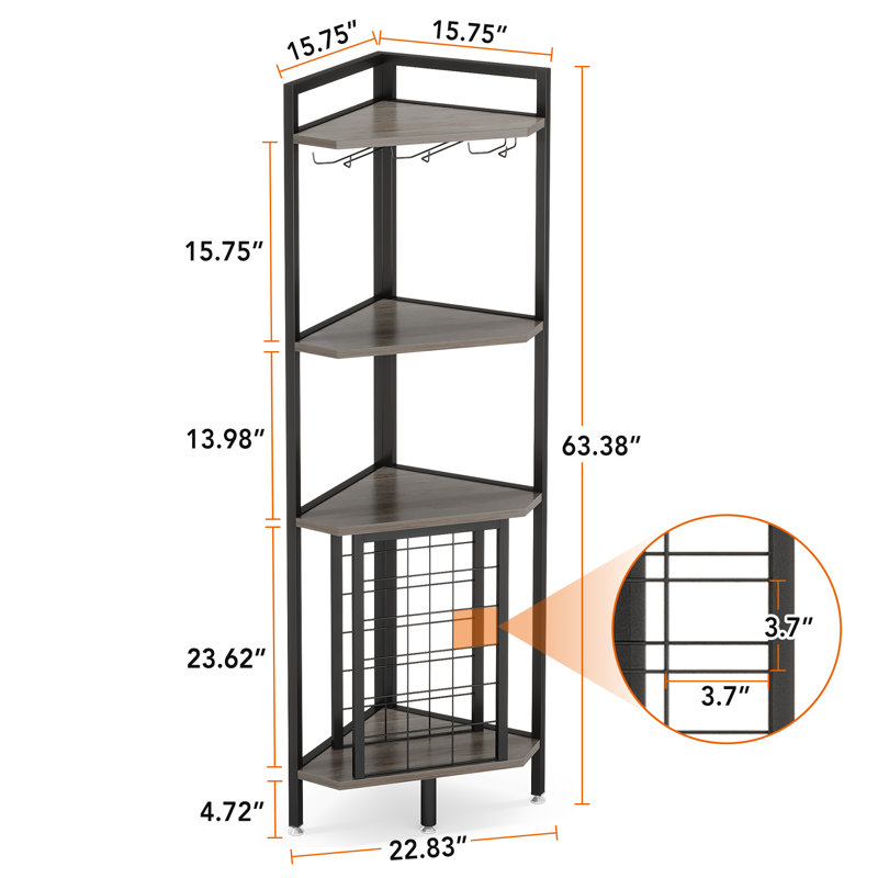 Aljawhara Wine Bottle & Glass Rack, Grey