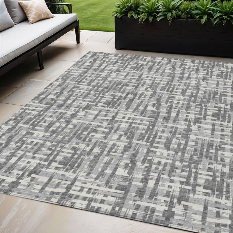 Tapis intérieur gris lavable abstrait 5 pi x 8 pi