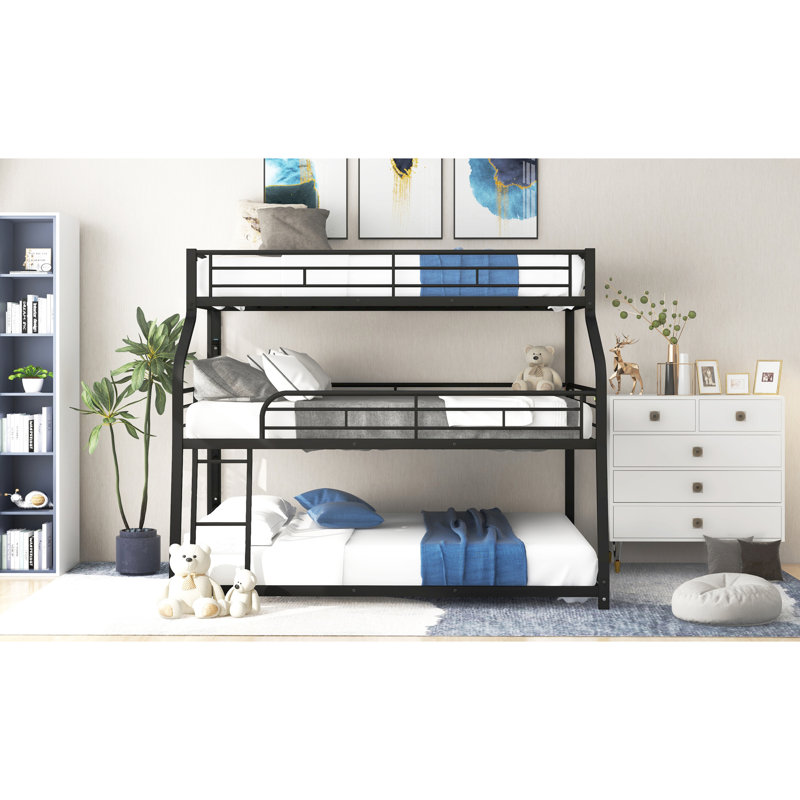 Triple lits superposés peu encombrants, structure en métal durable, style moderne pour la famille