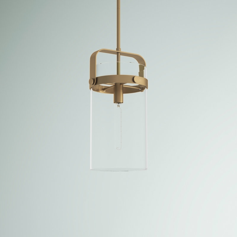 Luminaire suspendu cylindrique à 1 lumière Fenecia, Laiton brossé