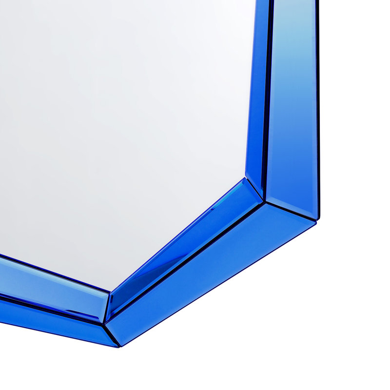 Avery Elongated Glass Mirror, Sapphire Blue