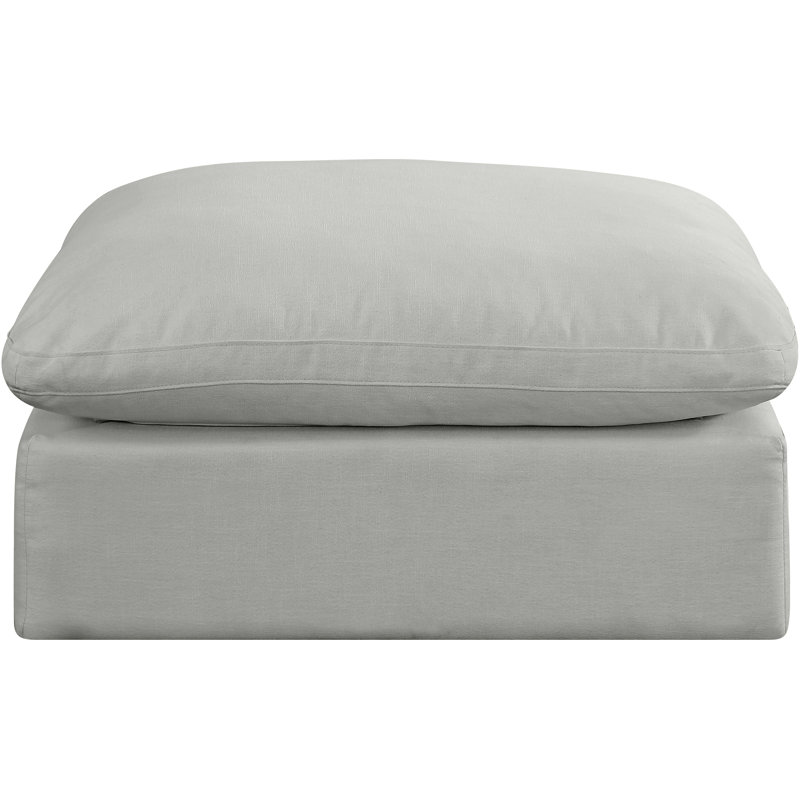 Israar Upholstered Ottoman, Grey Linen Textured Fabric