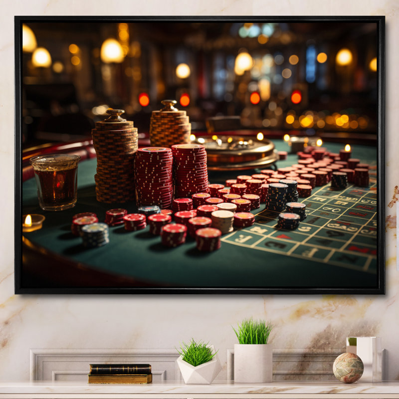 «Casino Royale Blackjack I», art mural sur toile, jeux de casino, Cadre flottant noir, H 30 po x l 40 po x P 1,5 po