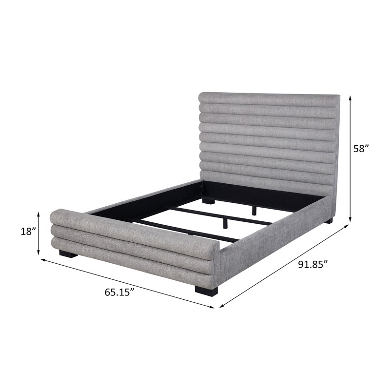 Lit tapissier gris 58 po Boucle, Grand