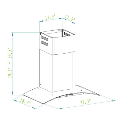 Hotte murale convertible W101C Series 30 "400 CFM avec filtre inclus
