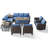 Ingvald 9-11 Person Outdoor Courtyard Wicker Family Party Conversation Set Group With Swivel Chairs And 52" Table-1975713618