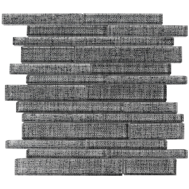 Flen 12" x 12" Glass Linear Tile, Gray