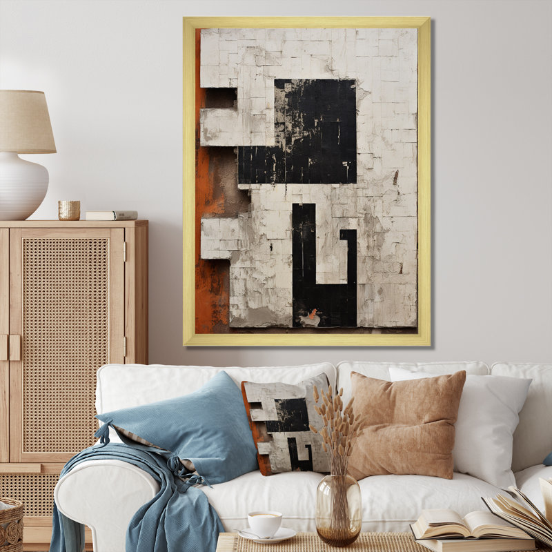 Impression sur toile géométrique moderne New ordre, Cadre doré à une seule photo, H 32 po x l 24 po x P 1 po