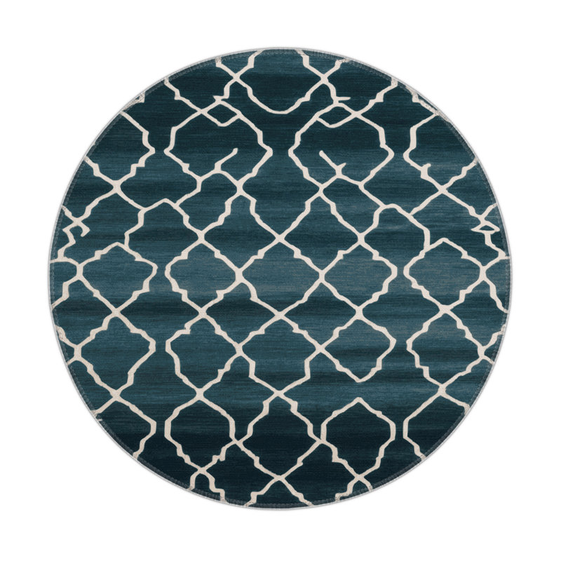 Tapis gris intérieur et extérieur Trellis, Rond 5 pi