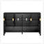Buffet de rangement à 4 portes, buffet multifonctionnel avec tablette ouverte et 2 tablettes réglables à 2 niveaux, armoire moderne avec crochets doubles, convient au salon, au couloir, à la salle à manger, au bureau-1146652377