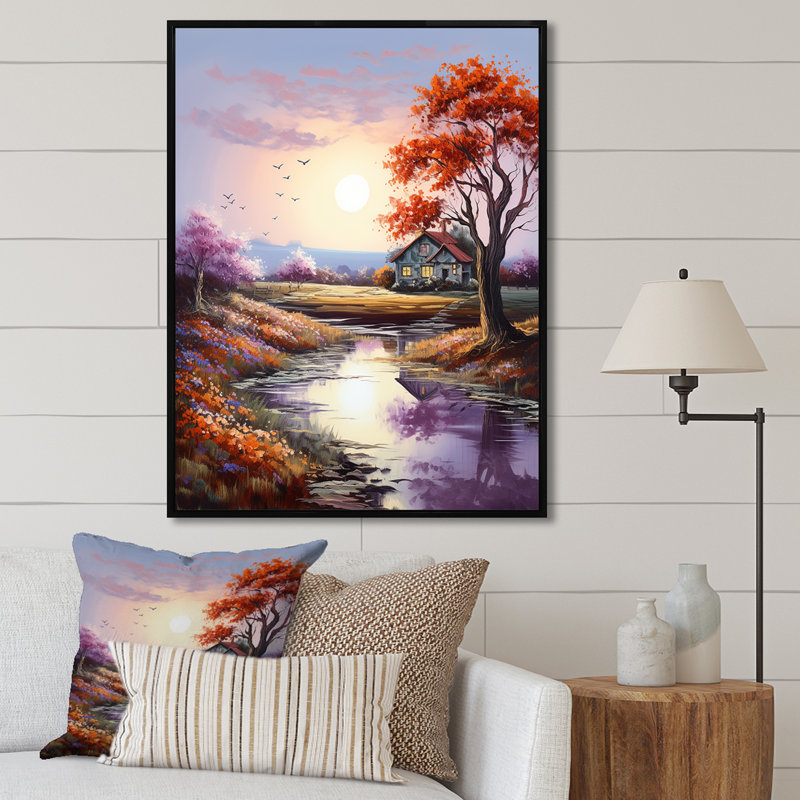 «Countryside Charm Provence Landscape III», reproduction sur toile, Cadre flottant noir, H 44 po x l 34 po x P 1,5 po