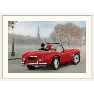 «A Ride in Paris III Red Car» par Marco Fabiano - reproduction d'art