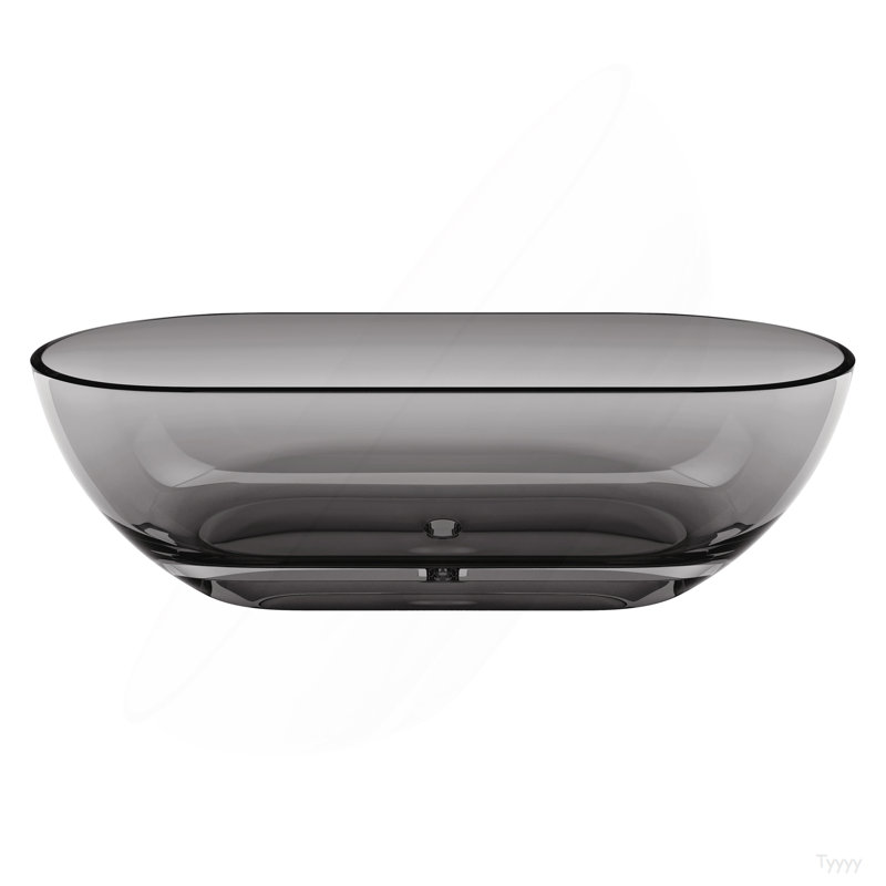 69 Inch Solid Surface Soaking Bathtub - Deep Soak Freestanding Tub, Matte Gray
