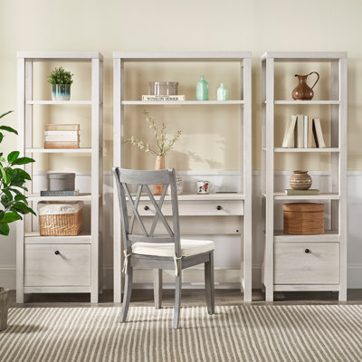 Albali 3 Piece Configurable Writing Desk Office Set with Bookcase